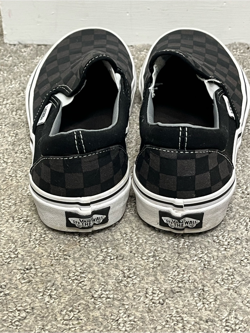 RARE🔥 VANS Slip On Gray Black Checkerboard Racing Flag Sz 8 Women’s 6.5 Men - Picture 3 of 7